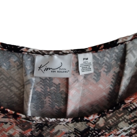 EUC Kim Rogers Floral coral, black white dress. Petite Medium office church - Picture 2 of 6